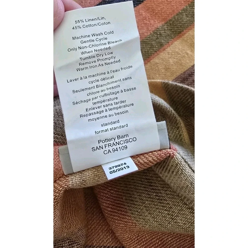 Pottery Barn King Duvet Cover Foundations Logan Stripe Orange Multicolor Stripe